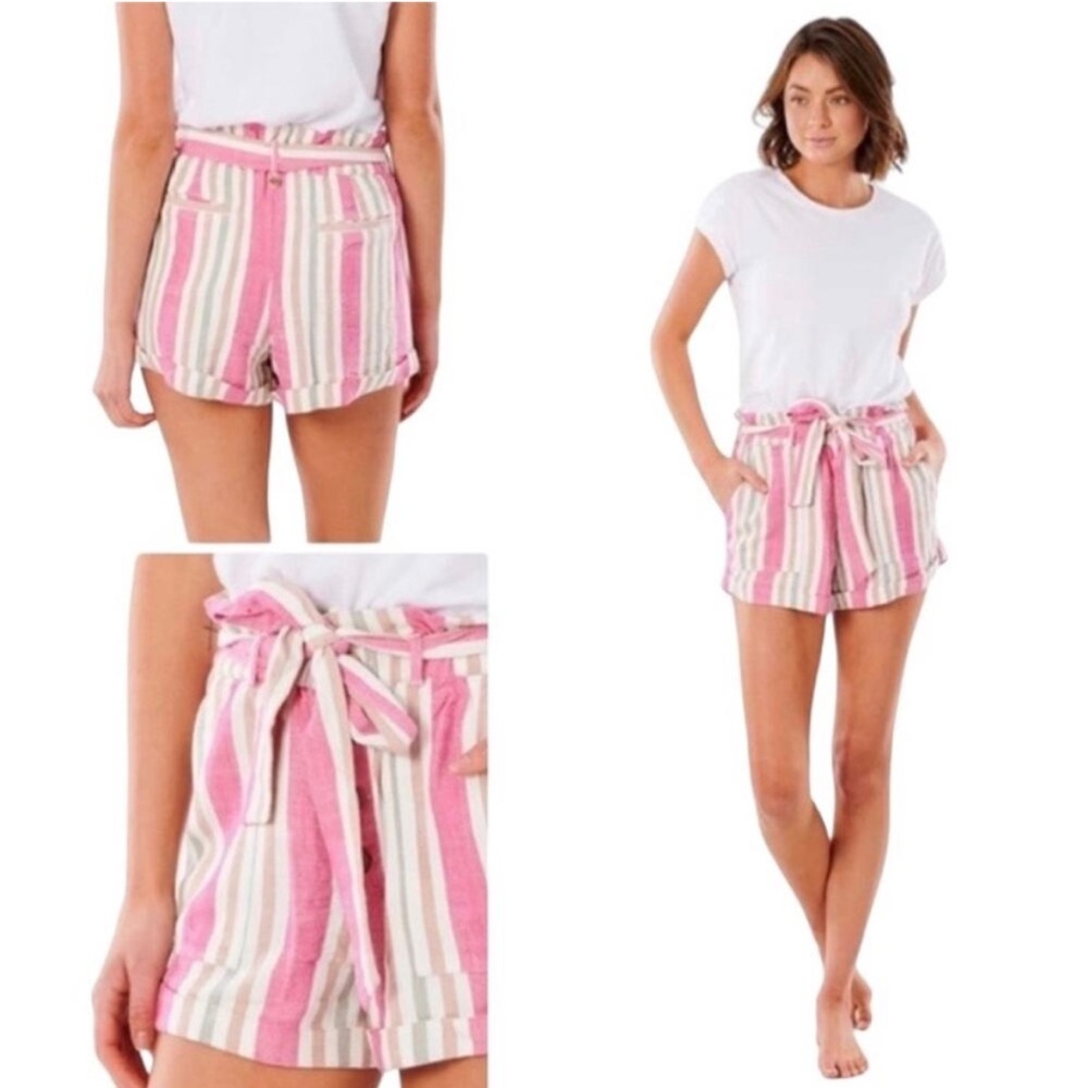 RIP CURL Striped Pink and White Women Shorts
